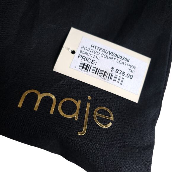 MAJE Fauve leather pointed pointy toe thigh over the knee black boots 40 9 NEW - Picture 9 of 10